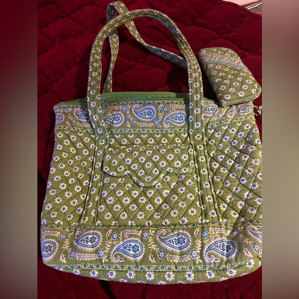 Vera Bradley Tote Bag with matching glass case